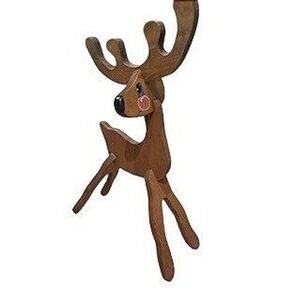 Rustic Wooden Reindeer Rudolph Christmas Decor Holiday Tabletop Floor Accent